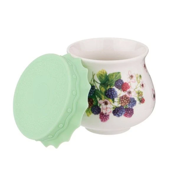 Банка для варенья 300мл фарфор ЕЖЕВИКА с силиконовой крышкой (36)