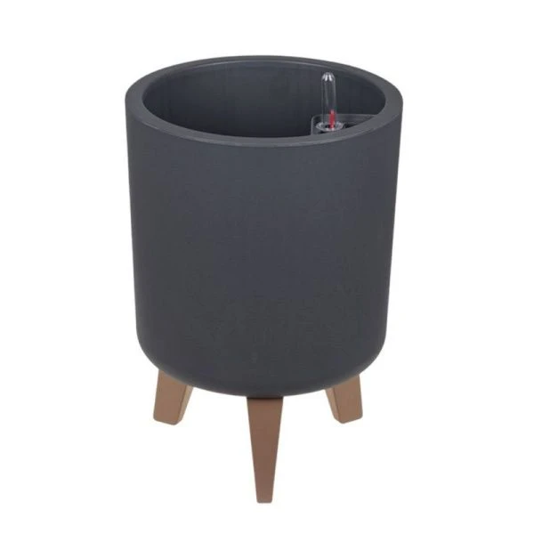 Кашпо 11л d250мм пластик ФЛОРИАН высокое с автополивом 250*250*250мм  Графитовый (3)