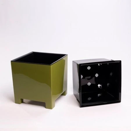 Горшок цветочный 2,1л 14см пластик НАРД с вкладкой папоротник (8)