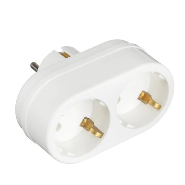 Разветвитель (двойник) с заземлением 16А  250V TOKER белый  (50)