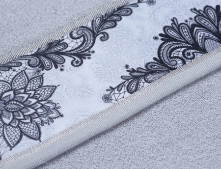 Полотенце 50*90 махровое Романтика Кружева серебро