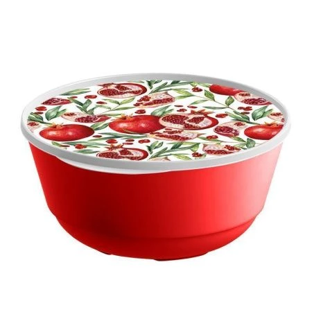 Миска 3л пластик Bergamo гранат с крышкой (24) 221165806/03