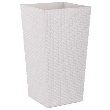 Кашпо напольное 28л 270*270*510мм пластик РОТАНГ без вставки белое (7)