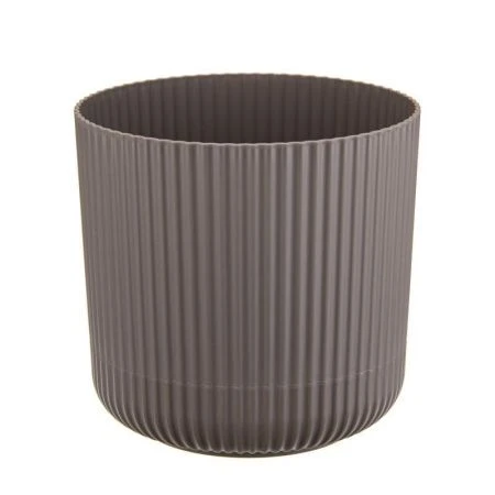 Кашпо 2,5л d160мм пластик ВЕЛЬВЕТ французcкий серый с пристегнутым поддоном (16)