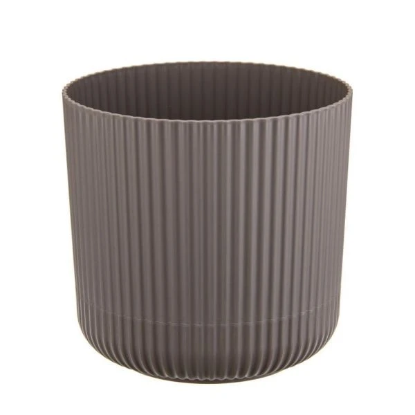 Кашпо 2,5л d160мм пластик ВЕЛЬВЕТ французcкий серый с пристегнутым поддоном (16)