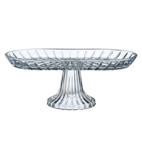 Блюдо 28*14*12см стекло овальное на ножке (8)