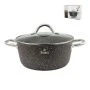Кастрюля 6,5л литая алюминий АП гранитно-каменное со стекл.крышкой 28см коричневая индукция (6)