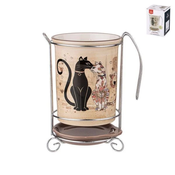 Подставка для кухонных принадлежностей 10,5*10,5*16см керамика Парижские коты (18)