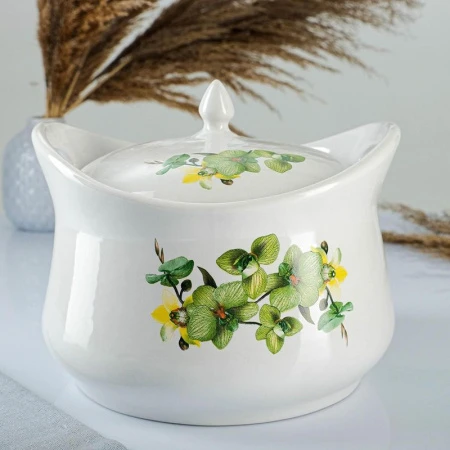 Супница 3л фарфор с прорезными  ручками МИКС