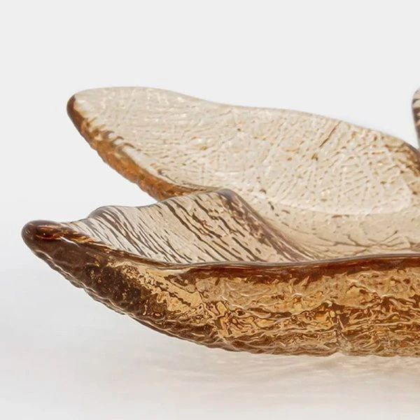 Блюдо 22*23см стекло Кленовый лист Autumn forest янтарное ANLAF-5758-AU25