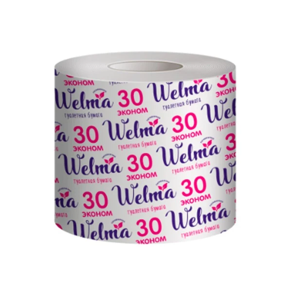 Бумага туалетная WELMA однослойная с втулкой эконом 30м (1/48)