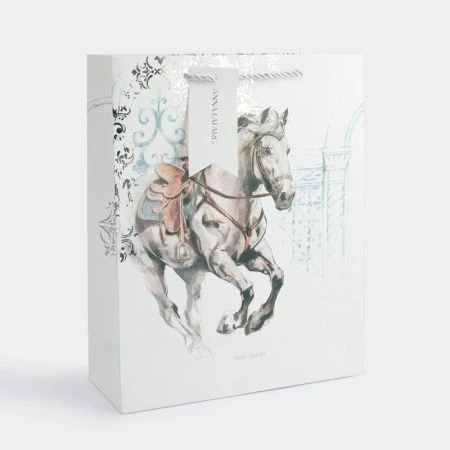 Пакет бумажный 26*32см белый Конь White horse ANLAF-XIN-003