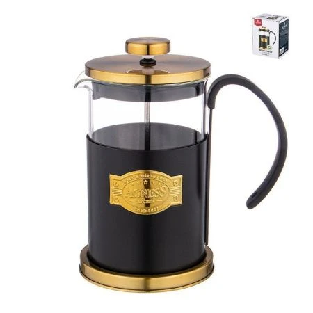 Френч-пресс 600мл стекло/металл ЧЕРНОЕ ЗОЛОТО (24)