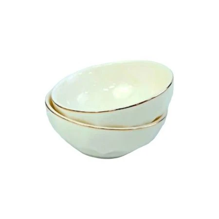 Розетки для варенья набор 2шт 80мл фарфор белый с золотой отводкой (72)