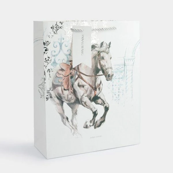 Пакет бумажный 26*32см белый Конь White horse ANLAF-XIN-003