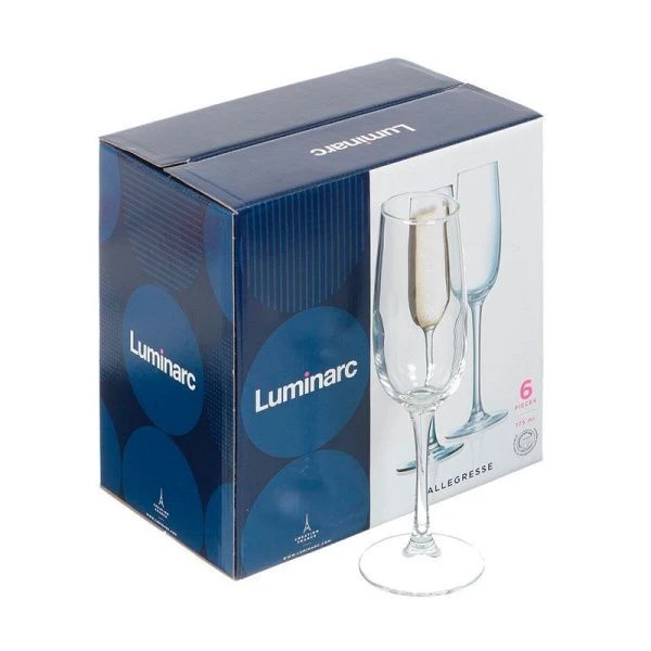 Бокалы для шампанского набор 6шт 175мл стекло АЛЛЕГРЕСС J8162 (4)