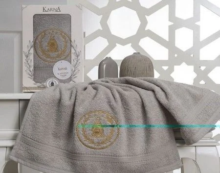 яяяПолотенце махровое 50*90см в коробке Karna KAPITAN 1\1 (Серый)