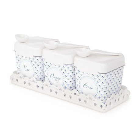 Набор банок для сыпучих продуктов 1,2л на подставке с ложками Флорель 138*383*141мм (9)