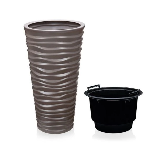 Кашпо 35*35*62,5см пластик Sandy серо-коричневый (2)