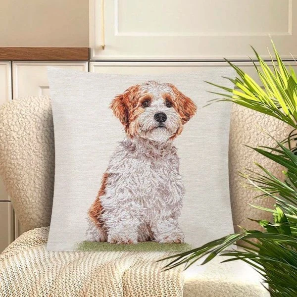 Наволочка декоративная 44*44см гобелен МАЛЬТИПУ бежево-белый