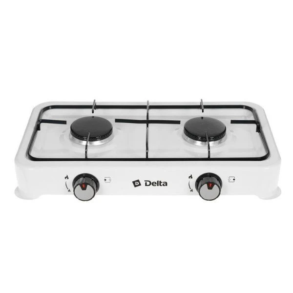 Плитка газовая металл DELTA D-2206 двухконфорочная белый (2)