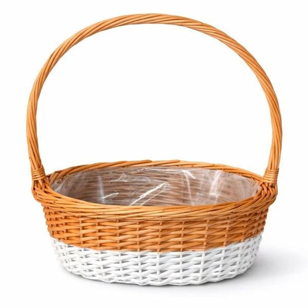 Корзина плетеная 35*25Н15/40 В26*15см ива медовый/белый (10)