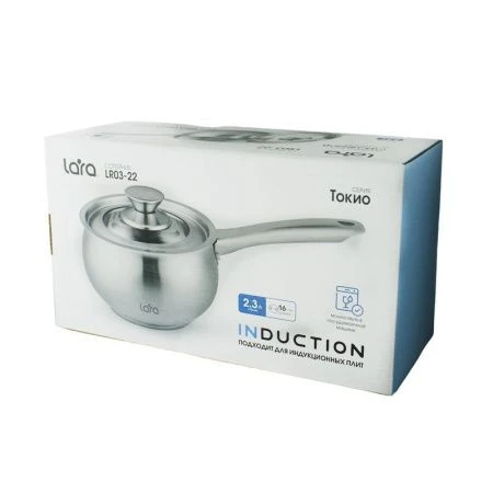 Сотейник 2,3л нерж.сталь ТОКИО стекл.крышка 16см, индукц.капс.дно LR03-22 (4)