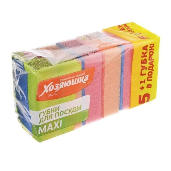 Губка для посуды 6шт поролон ХОЗЯЮШКА Мила MAXI (30)