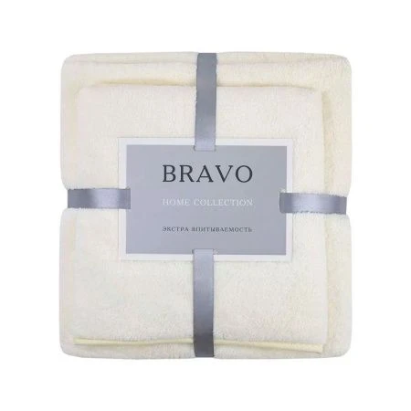 Набор полотенец микрофибра 2пр 35*75см/70*140см Смарт кремовый 300гр м0811_S04