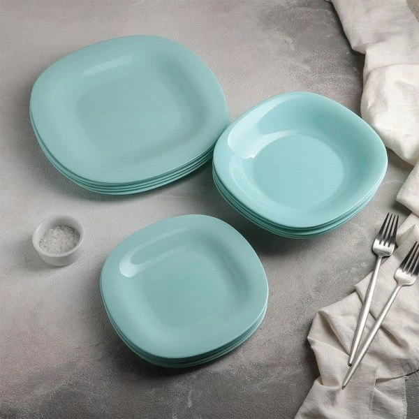 Тарелка мелкая 27см стеклокерамика КАРИН ЛАЙТ ТЮРКУАЗ обеденная P4127 (24)