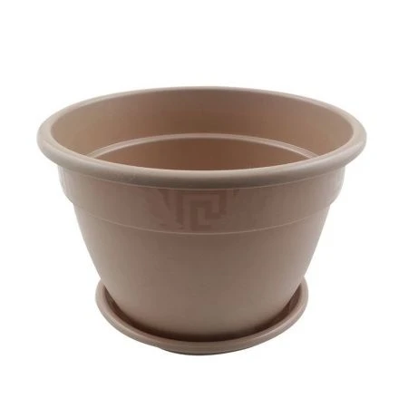 Горшок цветочный 2,6л d19см пластик АНТИК с поддоном фраппе 5PL0011 (32)
