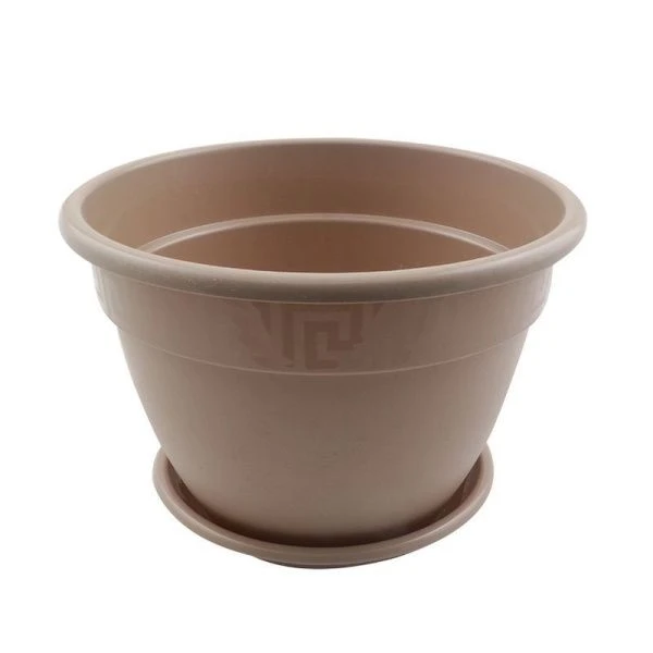 Горшок цветочный 2,6л d19см пластик АНТИК с поддоном фраппе 5PL0011 (32)
