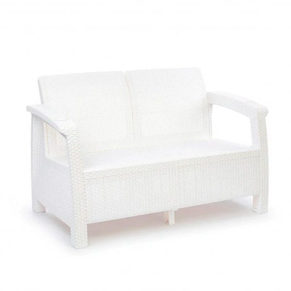 Диван 1270*700*790мм РОТАНГ-ПЛЮС пластик белый (1)
