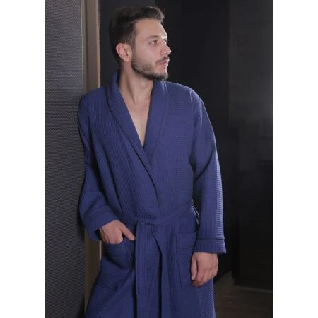 яяяХалат вафельный SALYAKA (Синий) (XL)