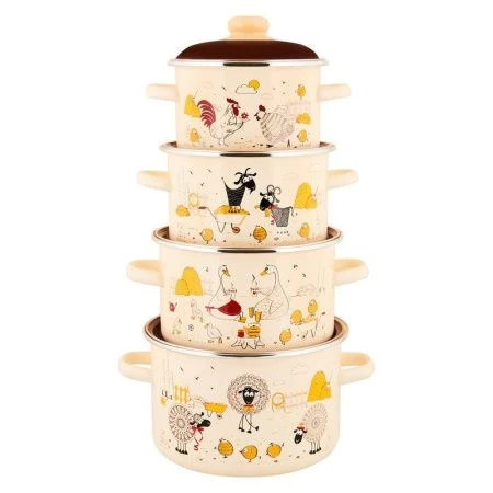 Кастрюля 2л эмаль ПОДВОРЬЕ цилиндрическая ТМ Appetite 6RD161M (8)