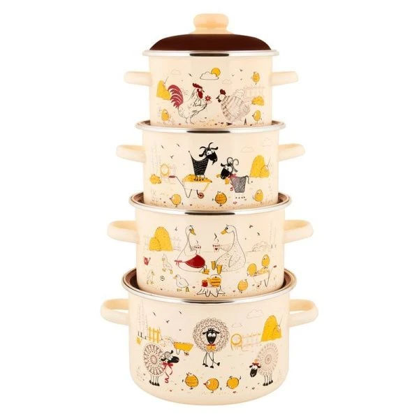 Кастрюля 2л эмаль ПОДВОРЬЕ цилиндрическая ТМ Appetite 6RD161M (8)