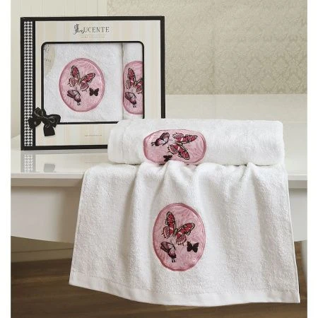 яяяНабор полотенец бамбук 2пр 50*90/70*140см Lucente ADRINA (Белый)