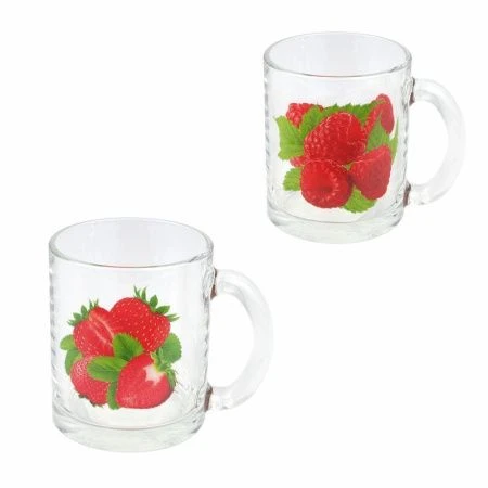 Кружка 320мл стекло Чайная КЛУБНИКА И МАЛИНА 04с1208 (24)