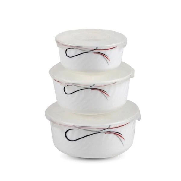 Салатники набор 3пр 500/800/1200мл стеклокерамика ГЕОМЕТРИЯ с пласт.крышками (12)