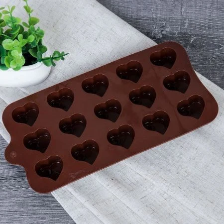 Форма для льда и конфет 15 ячеек 21*10,2*1,9см силикон СЕРДЦА HL-377 (300)