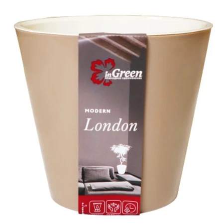 ЯЯЯГоршок для цветов London 16л/15,7л 330мм на колесиках молочный шоколад (4) ВЫВОД