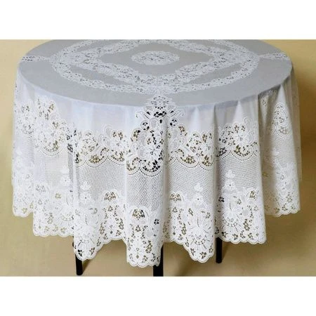 Скатерть 60 (150см) ПВХ КРУГ CROCHET белая S-320 (48)