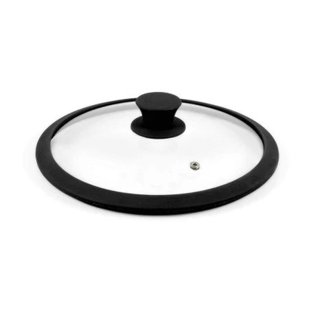 Крышка 28см стекло с силикон.ободком черная, арт. 4828BL (24)