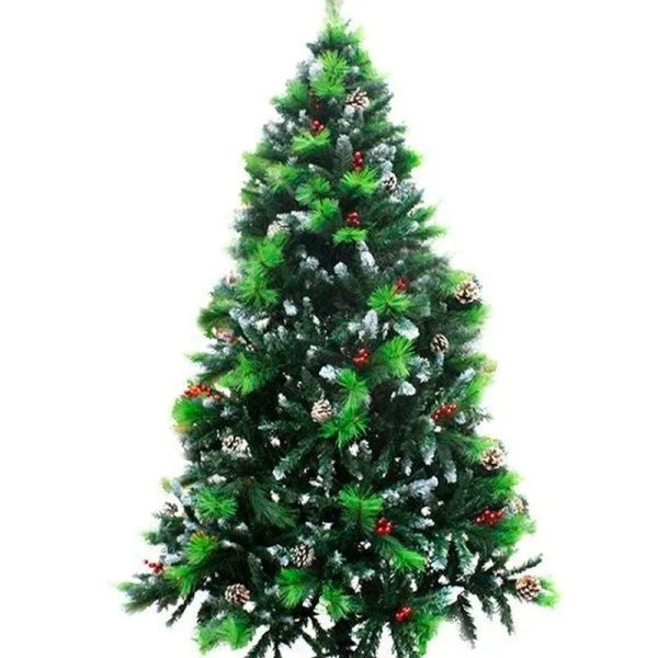 Елка искусственная 210см СМЕШАННАЯ с шишками и ягодами pvc YR2141 (1)