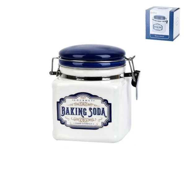 Банка для сыпучих продуктов с клипсой 480мл 11,5*9,5*11,5см керамика Gourmet подар.уп. (36)