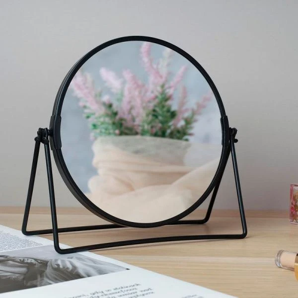 Зеркало настольное круглое двустороннее 19,5*1,3*18см пластик 1047 (48)