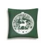Наволочка декоративная новогодняя 45*45см гобелен НИДЕРЛАНДЫ зеленый фон Олень