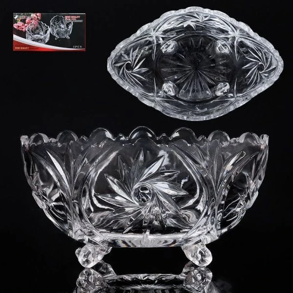 Ваза сервировочная 20,5*10,8см стекло ЛАДЬЯ на ножках S-587 (12)