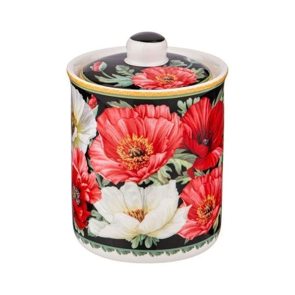 Банка для сыпучих продуктов 220мл 9,5*7,5см фарфор МАКИ черная (48)