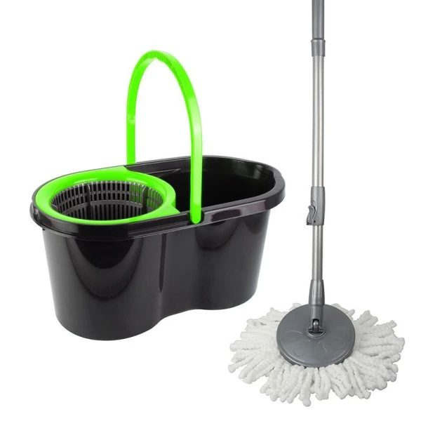Комплект для влажной уборки 14л пластик ДУНЯ (ведро, швабра с насадкой) зелено-черный (1)